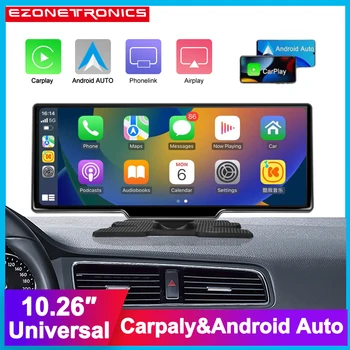 10,26-дюймовый сенсорный экран, 2K Автомобильный Портативный беспроводной Apple CarPlay Android Radio Multimedia GPS, двухобъективная Видеорегистраторная камера 1080P Стерео