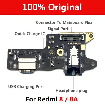 100% Разъем USB-порта зарядного устройства, док-станция, плата для зарядки, Ленточный Гибкий кабель с микрофоном Mic для Xiaomi Redmi 8 8A