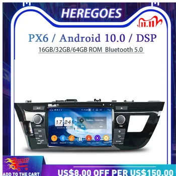 1280*720PX6 Автомобильный DVD-плеер DSP IPS TDA7851 Android 10,0 4G + 64 ГБ Wifi Bluetooth 5,0 радио GPS Google для Toyota LEVIN 2013-2015