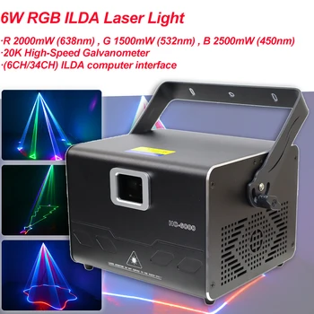 20Kpps ILDA 6w RGB Анимационный Луч Сканер Лазерный Проектор DJ Диско-Бар Клубная Вечеринка Танец Свадьба Рождественский Эффект Шоу Лампа