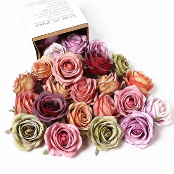 5шт Розовых головок из искусственных цветов, Поддельных цветочных свадебных украшений, домашнего декора, Цветочной стены для вечеринок, аксессуаров для венков DIY