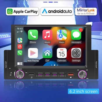 6,2-дюймовый MP5-плеер, совместимый с Bluetooth, Автомобильный FM-Радиоплеер 5.1 1DIN мощностью 4X60 Вт, Автоаксессуары для Android AUTO/Apple CarPlay