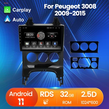 Android 11 Все в Одном Автомобильном Видеомагнитофоне Carplay Для Peugeot 3008 2009 2010 2011-2015 Авто Радио GPS RDS Аудио WIFI Без DVD