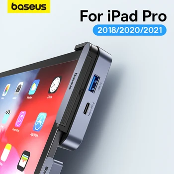 Baseus USB C Концентратор для iPad Pro 6-в-1 USB-концентратор Док-станция, Совместимая с USB C и HDMI, PadJoy Typc-C Концентратор с Металлическим Адаптером SD/ TF