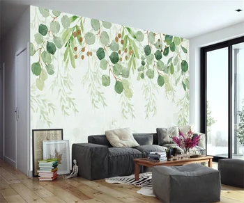 beibehang papel de parede Настройте новейшие современные и минималистичные обои для телевизора с зелеными цветами и виноградной лозой