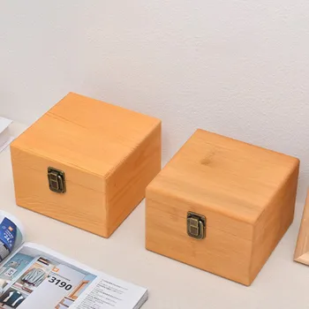 Caja de almacenamiento de madera con Tapa Rectangular de pino, caja de regalo de madera maciza, caja de artesanía hecha a mano,