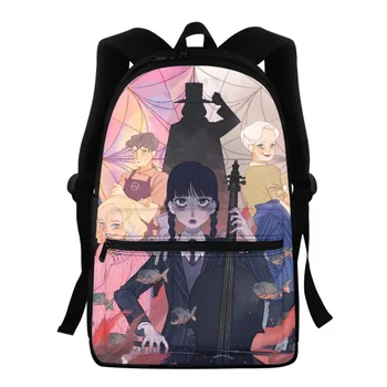 FORUDESIGNS, Школьный рюкзак с принтом девочки из мультфильма, студенческий сериал, рюкзаки Wednesday Addams, Модные спортивные сумки для хранения, не выцветающие