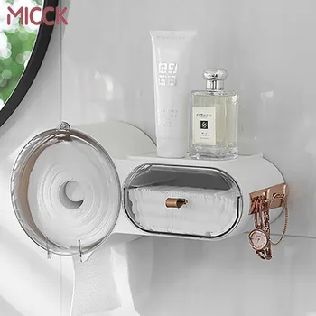 MICCK Настенный ящик для салфеток Для хранения хлопчатобумажных средств по уходу за кожей Доступны как салфетки, так и рулонная бумага Аксессуары для ванной комнаты