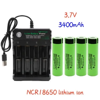 NCR18650 3.7V3400mAh перезаряжаемая литиевая батарея Дополнительное зарядное устройство для банка зарядки фонарика