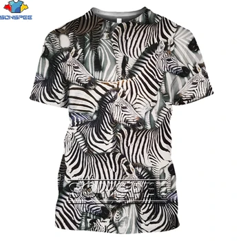 SONSPEE Animal Equus zebra Футболка 3D Мужская Женская Модная футболка с рисунком Зебры, Рубашка с лицом зебры, Мужская Черная Белая Футболка с коротким рукавом