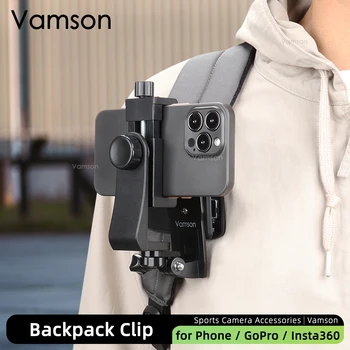 Vamson для Iphone 360-Градусное Поворотное крепление для рюкзака Samsung Huawei для GoPro Hero 11 10 9 8 7 для Insta360 X3 DJI OSMO