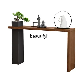 yj Новый китайский стиль, домашние консольные столики из массива дерева, входной шкаф, дзен-алтарная стена, длинный узкий стол, стол с видом сбоку