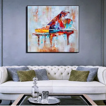Абстрактная Современная красочная картина маслом ручной работы в стиле абстрактного пианино в абстрактном стиле на холсте для домашнего декоративного настенного искусства Безрамное искусство