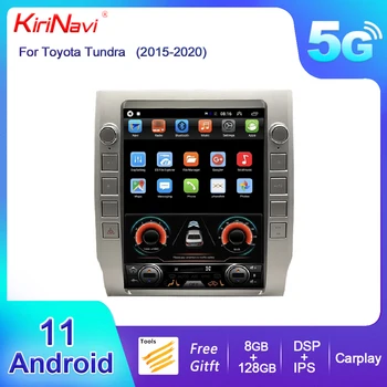 Автомобильный радиоприемник KiriNavi Tesla Style с вертикальным экраном Android 11 для Toyota Tundra 2015-2020, мультимедийный DVD-плеер, автоматическая GPS-навигация