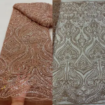 Африканская кружевная ткань, новое поступление, высококачественная ткань S-12289213, расшитая бисером, кружевная ткань с вышивкой для вечернего платья