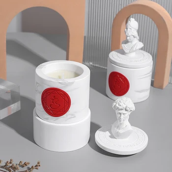 Гипсовая статуэтка Ароматическая свеча Подарочная коробка со свечой для лепки Комнатное эфирное масло Соевый Ароматический стаканчик Художественная свеча для декора