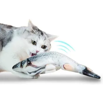 Движущаяся Рыба Электрическая Игрушка Для Кошки USB Зарядное Устройство Интерактивные Игрушки Для Кошачьих Жевательных Укусов Кошачья Мята Принадлежности Котенок Рыба Плюх Кошка Виляющая Игрушка