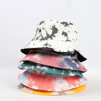 Двусторонняя кепка с козырьком Радужного цвета, мужская и женская хлопковая плоская шляпа от солнца, Двусторонняя Рыбацкая шляпа с галстуком-краской