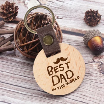 Деревянный брелок для ключей Bast Dad In The World, Лучший подарок для папиной вечеринки, Оригинальный подарок для мужчин, Деревянные брелоки для ключей, табличка с именем на День отца