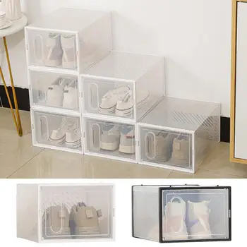 Домашняя обувная коробка Квадратной формы Устойчивая структура Дышащий Органайзер для обуви Ящик для хранения обуви с гладкими краями Хозяйственные принадлежности