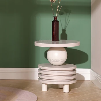 Журнальный столик из массива дерева в скандинавском стиле для домашней мебели, дивана для гостиной, приставного столика, креативного мини-стиля, круглых журнальных столиков с искусством рисования