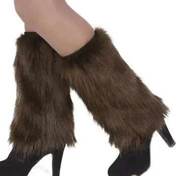 Зимние утеплители для ног из искусственного меха Модные женские бахилы Пушистые однотонные Мягкие чулочно-носочные изделия, гетры, нижнее белье, женские носки