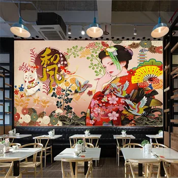 Изготовленная на заказ современная кухня Дамы в японском стиле Фото 3D Обои Суши-закусочная Фоновые обои Промышленный декор Фрески