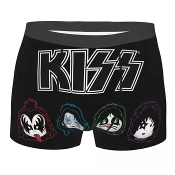 Изготовленная На Заказ Хэви-Метал Группа Kiss Band Rock Underwear Мужские Эластичные Боксерские Трусы