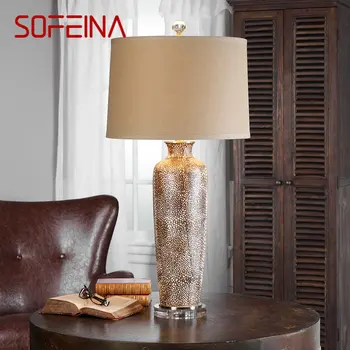 Керамическая настольная лампа SOFEINA в американском стиле, светодиодные винтажные Креативные Роскошные настольные лампы для дома, гостиной, спальни, прикроватного декора