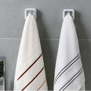 Крючки для кухонных полотенец, квадратный самоклеящийся крючок для полотенец из АБС, простая установка- прочно удерживает полотенце, водонепроницаемый держатель для полотенец для ванной комнаты