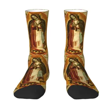 Мексиканская Дева Мария Гваделупская Мужские носки для экипажа Унисекс Мода 3D принт Католические религиозные христианские носки-платья