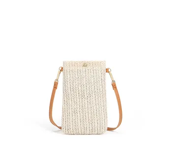 Мини-кошелек, плетеная маленькая сумка для телефона ручной работы, женские сумки через плечо, плетеные Летние пляжные женские