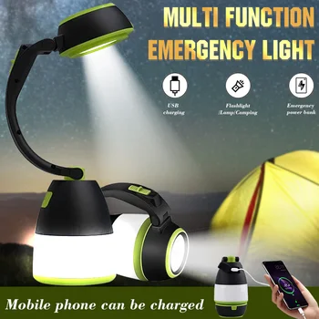 Многофункциональная светодиодная походная лампа, уличный походный фонарик, портативный USB-перезаряжаемый настольный светильник для помещений, аварийный блок питания