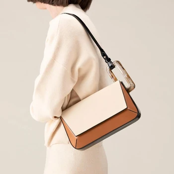 Модные сумки через плечо для женщин, сумка, модная сумка из контрастной кожи, Bolsa Feminina