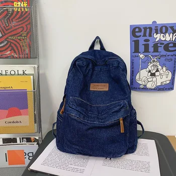 Модный Женский школьный рюкзак из мягкого холста, модный джинсовый рюкзак для мальчиков и девочек, студенческая сумка для путешествий, Мужские Женские рюкзаки для колледжа, Мужские Женские сумки