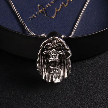 Мужской винтажный панк-готический плащ с подвеской в виде черепа, ожерелье, крутые мужские байкерские украшения для рок-вечеринок