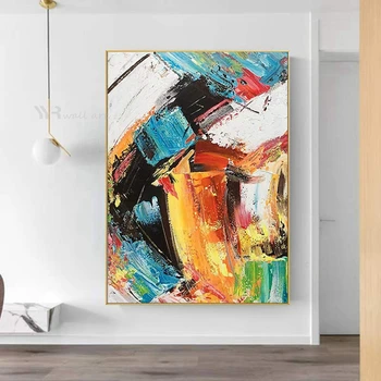 Новая абстрактная красочная настенная картина для домашнего декора, холст, масло ручной работы, Подвесной плакат для гостиной