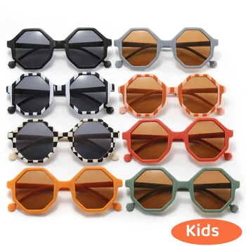 Новые Полосатые Детские Солнцезащитные Очки В Многоугольной Оправе На Открытом Воздухе Для Мальчиков И Девочек С Защитой От Солнца UV400 Солнцезащитные Очки Baby Summer Travel Goggle Shades