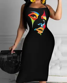 Облегающее платье на бретельках с абстрактным рисунком, женская вечеринка, Ночной клуб, Vestidos Sexy, Новые летние мини-платья 2023 года, платье для выпускного вечера