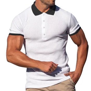 Однотонная спортивная одежда, рубашка-поло, Рубашки с коротким рукавом, быстросохнущая футболка с принтом в полоску, футболки с воротником-стойкой, сорочка homme blusas