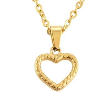 Ожерелье из нержавеющей стали для девушки с подвеской в виде полого сердца Модные свадебные украшения на День Святого Валентина для женщин