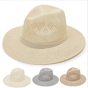 Открытая дышащая летняя мужская пляжная шляпа с затенением, однотонная защита от солнца, уличная джазовая шляпа, ковбойская кепка