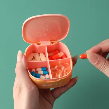 Портативная маленькая коробочка для таблеток с 4 сетками, товары для дома, дорожная аптечка, силиконовая Мини-запечатанная коробка, Предметная коробка для хранения лекарств.