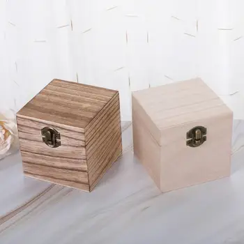 Практичный контейнер для хранения Деревянный ящик для хранения раскладушек Привлекательный дизайн раскладушки Деревянный ящик для хранения квадратной формы