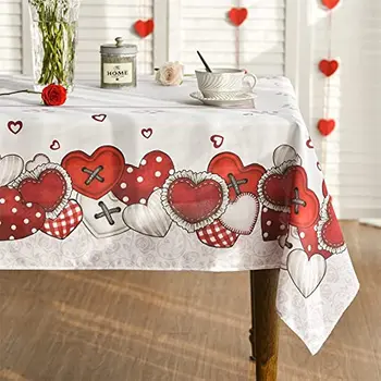 Прямоугольная скатерть с сердечками на тему любви, Дня Святого Валентина, Праздничное водонепроницаемое покрытие стола для свадебного декора, праздничного ужина