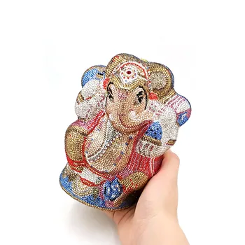Роскошная свадебная вечеринка для новобрачных Ganesh box полный хрустальный клатч Традиционная индийская сумка ganesh shri хрустальные кошельки