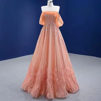 Роскошные вечерние платья А-силуэта Serene Hill Peach, платья 2023, расшитые бисером, без бретелек, сексуальные для женщин, Свадебная вечеринка CHM67393