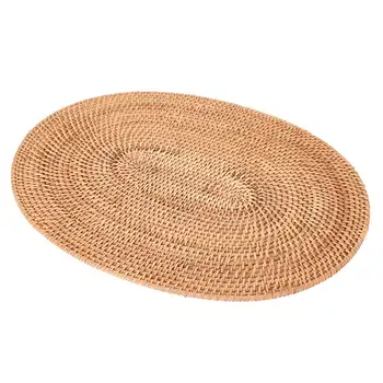 Салфетки из ротанга, овальные коврики для круглого стола, Нескользящий Термостойкий коврик для столовых приборов, натуральная многоцелевая салфетка 30x40 см