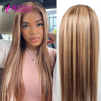 Светлый парик с прямыми кружевными передними париками Body Wave 13x4 с кружевными передними париками 180 плотности Бразильский парик из человеческих волос Remy для женщин