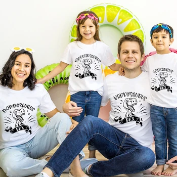 Семейная одежда с динозаврами, футболка для вечеринки с динозавром Тираннозавр Рекс, милые семейные топы с саурусами, оригинальный дизайн, футболка на заказ, сделай сам
